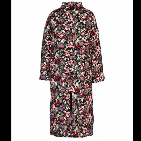 NWT Weili Zheng Velvet Floral Button Front Runway Maxi Dress Coat Duster Size L - Picture 10 of 13